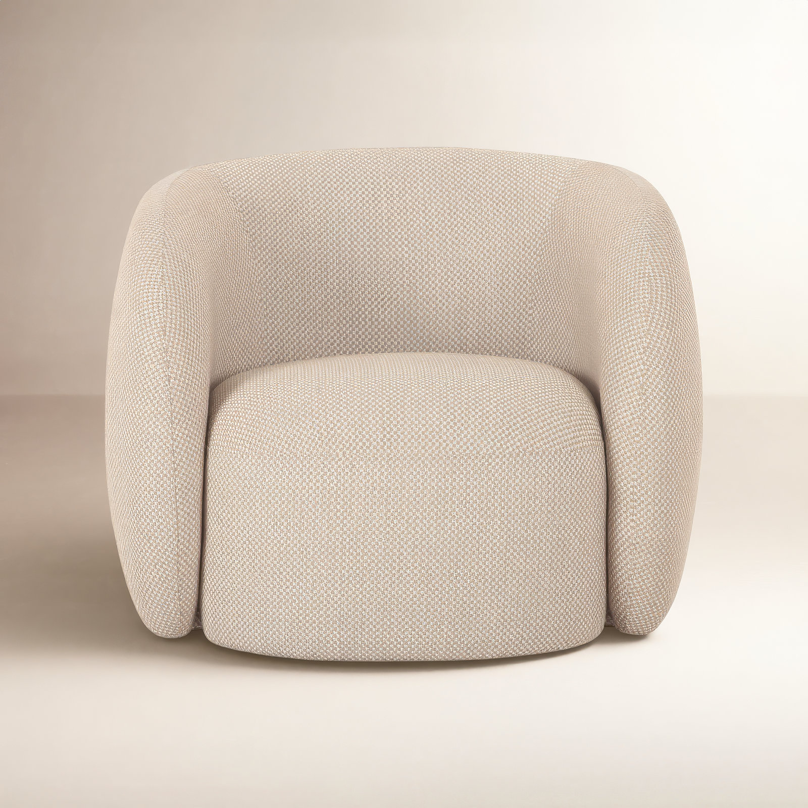 Millen Outdoor Barrel Chair, Beige Performance Basketweave