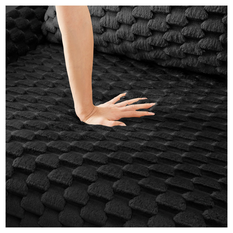 Repose-pieds rembourré noir en flanelle rectangulaire