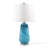 20" Elegant Blue Confetti Glass Table Lamp with Acrylic Base and White Drum Shade