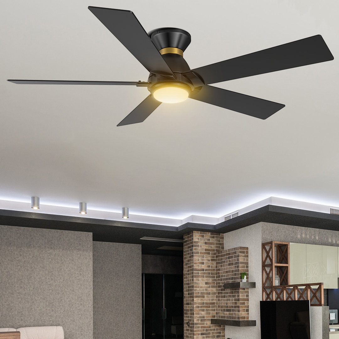 52''  5 - Blade LED Smart Standard Ceiling Fan with Remote Control and Light Kit Included. CARRO