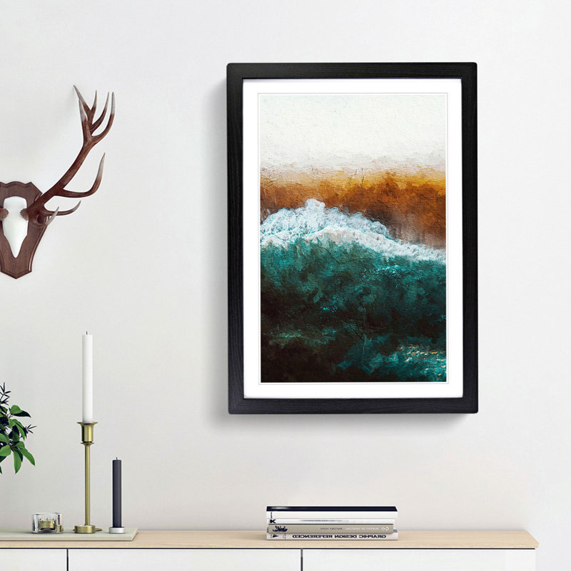 Beach In Santa Monica In Abstract - Single Picture Frame Painting, Black  Bordered Framed, 45cm H x 33cm W x 2cm D