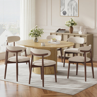 Modern Extendable Round Dining Table Set With Hidden Storage, 47.2"-63" Oval Dining Table With 4 Upholstered Chairs For 4-6