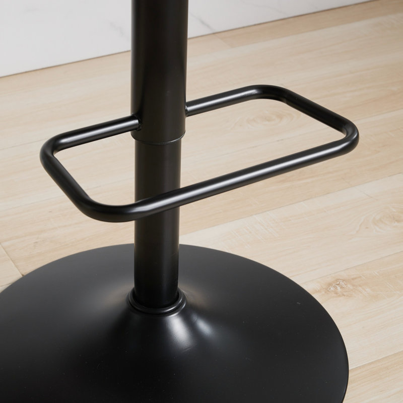 Ergonomic Counter Chairs With Black Leather Upholstery And Walnut Frame Mid Century Modern Pub 360 Swivel, Black