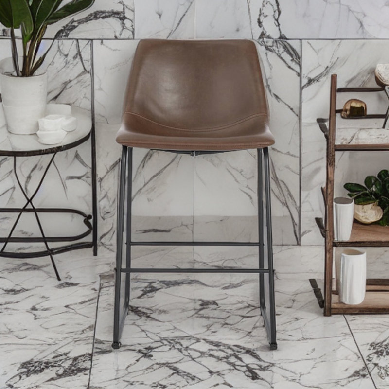 Landon Gold Stool Black 26", Black, Brown