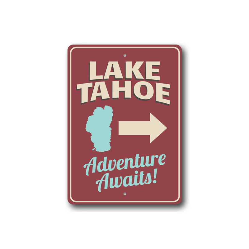 Plaque en aluminium Lake Tahoe Arrow, H 14 po x l 10 po x P 0,04 po