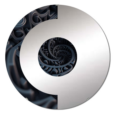 Through The Rabbit Hole Blue Labyrinth - Half Circle Wall Mirror