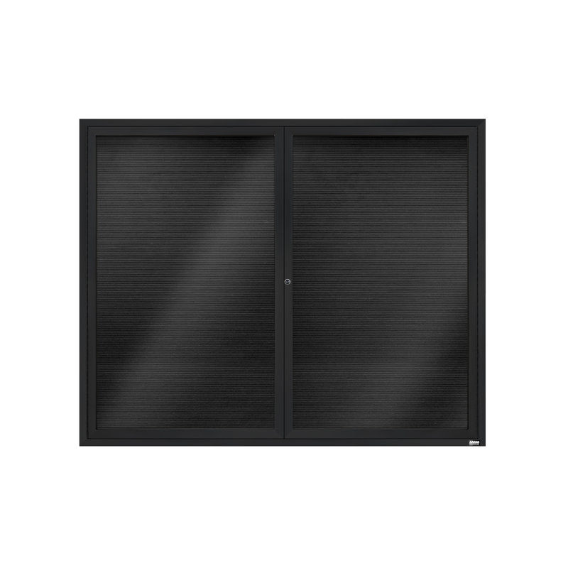 Tableau d'affichage mural fermé pour armoire d'annuaire, Noir thermolaqué, Deux, H 48 po x l 60 po