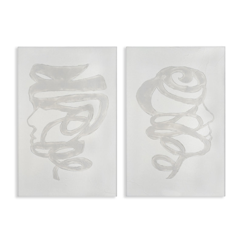 Ensemble de 2 toiles en spirale minimaliste, design par Vanna Lam, H 24 po x l 16 po