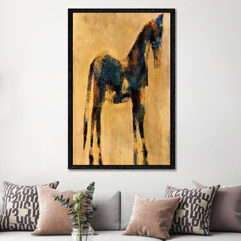 Indigo - Painting on Canvas, 152.5 cm H x 101.5 cm W, Black Framed