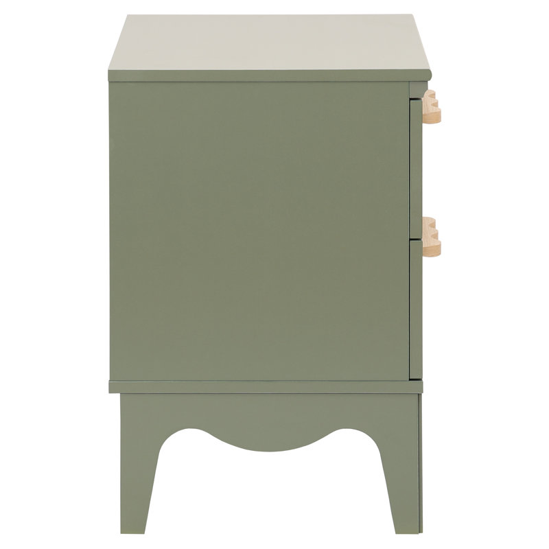 Table de chevet 2 tiroirs Lovette, Vert olive