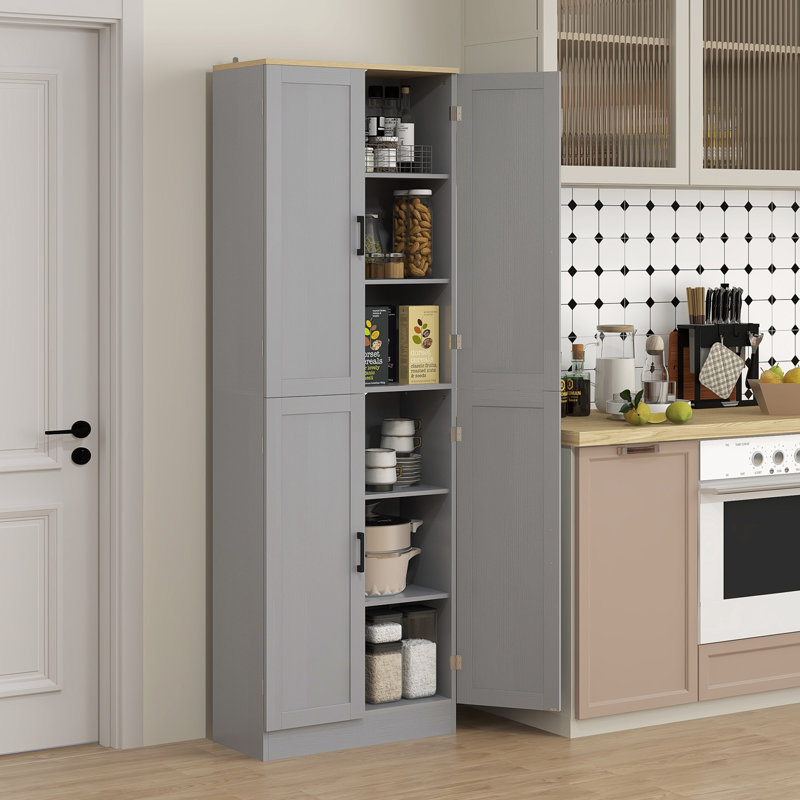 Armoire de rangement 67 po avec tablettes, gris vieilli