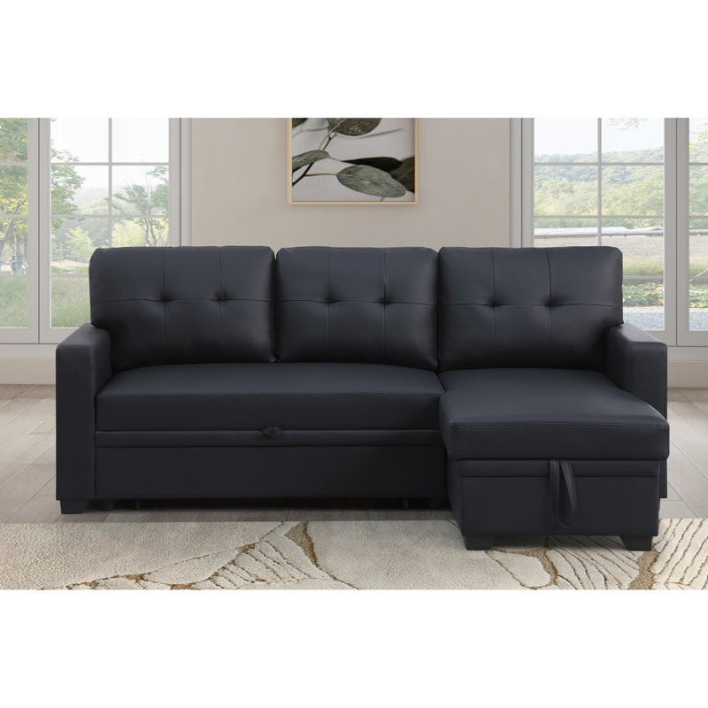 Canapé-lit convertible à 4 places avec méridienne escamotable et rangement en lin noir, coussins de dossier amovibles, canapé-lit simple pour nuit d'invités, largeur 82, profondeur 53, hauteur 34,5, lin 190,5 lb