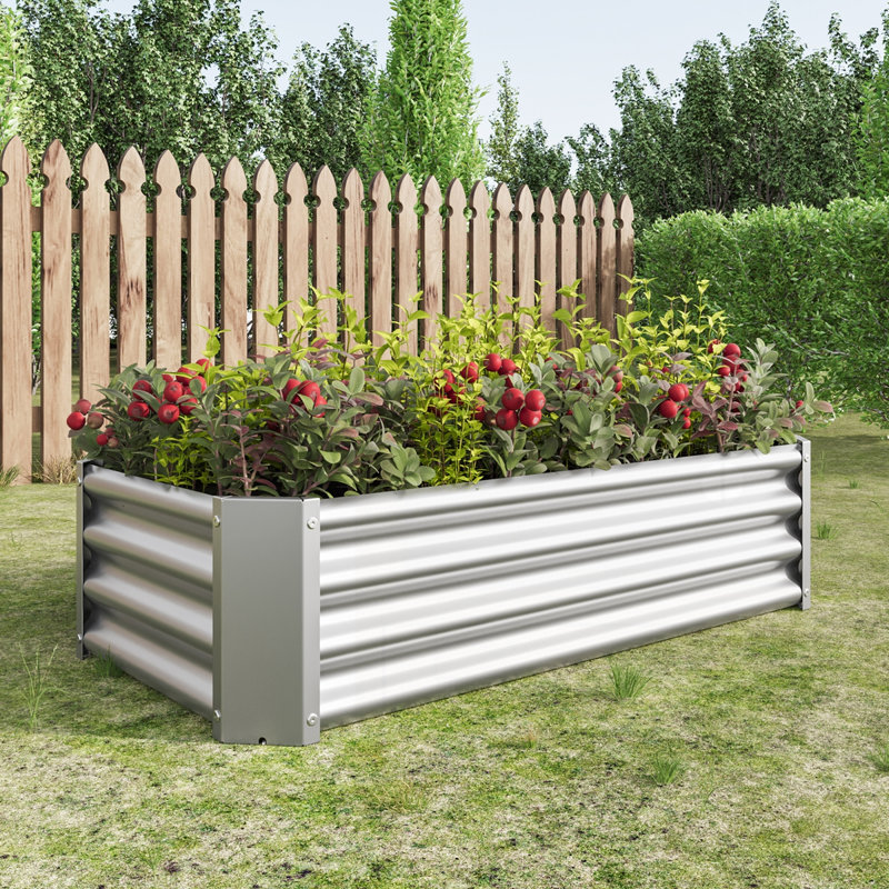 Rectangle Raised Metal Raised Garden Bed, Set of 1, Black, 11.81" H x 47.24" W x 24" D