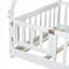 Lit simple tipi en bois d'hévéa blanc avec garde-corps pour la chambre à coucher, style minimaliste-129705550
