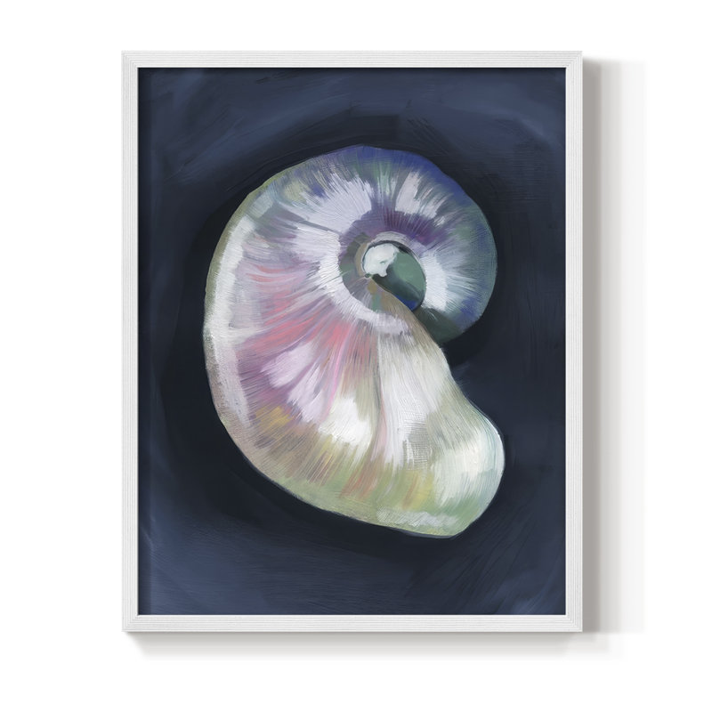 «Lost Shell I», reproduction encadrée - bois massif, H 11 po x l 9 po, Blanc