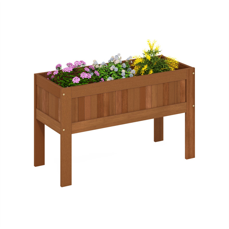 Natural Wood Outdoor Raised Garden Bed Planter Box with Legs