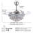 42'' Silver Crystal Retractable Ceiling Fan with 36W LED Light and Remote Control