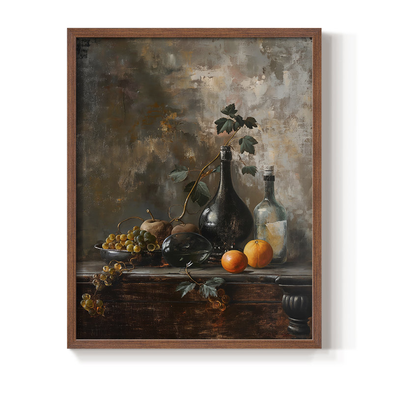 Reproduction encadrée FLORAL Series DCCXV - bois massif, H 11 po x l 9 po, Noyer