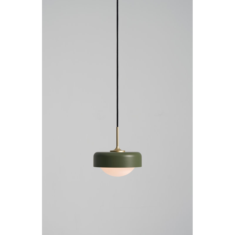 Luminaire suspendu tambour 1 lumière DEL Pensee, Vert olive