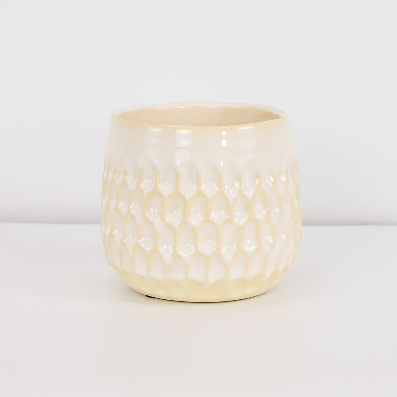 Pot de fleurs Cambria petit modèle en terre cuite - Intérieur/Extérieur, L 6,5 po x H 5,5 po, Moka éclaboussé