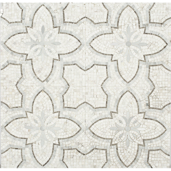 Garden Random Sized Marble Mosaic Tile in White/Gray