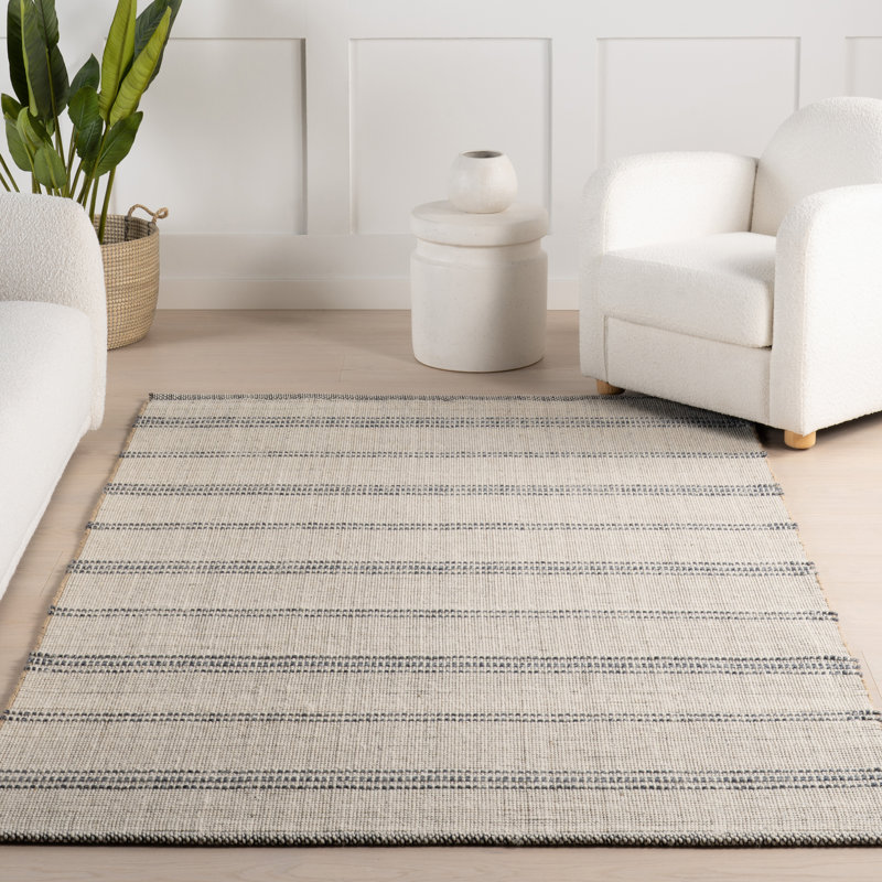 Tapis rayé en laine grenat, Rectangle 5 pi x 7 pi 8 po