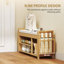 Shoe Storage Bench, Natural Bamboo 2 Tier Modern Entryway Organizer