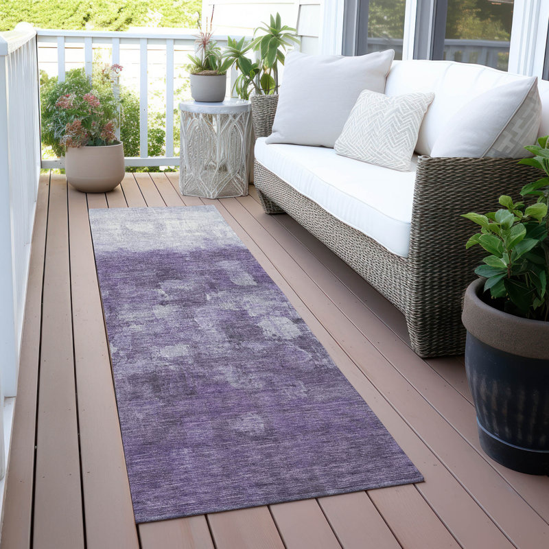 Tapis mauve lavable à la machine intérieur / extérieur Xhevrie, Tapis de couloir 2 pi 3 po x 7 pi 6 po