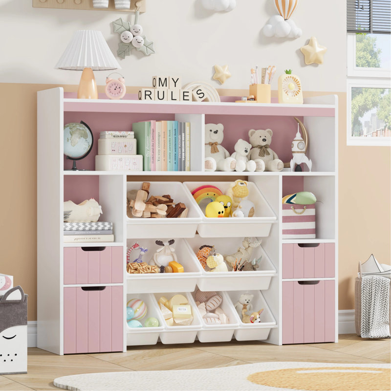 55.1"W Toy Storage Organizer With 4 Drawers & 8 Bins