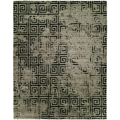 Linneus Abstract Area Rug in Black/Beige