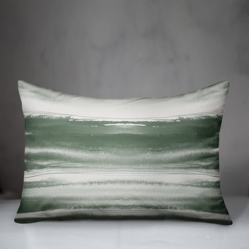 Abstract Outdoor Reversible Throw Pillow, Green, Abstract 1