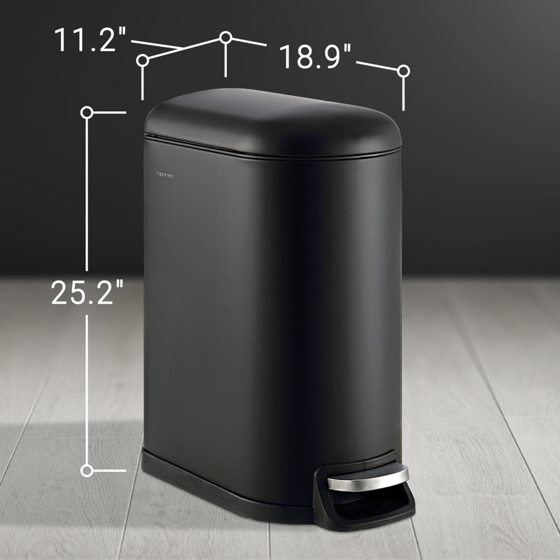Black Stainless Steel Fingerprint Resistant Step-Open Trash Can