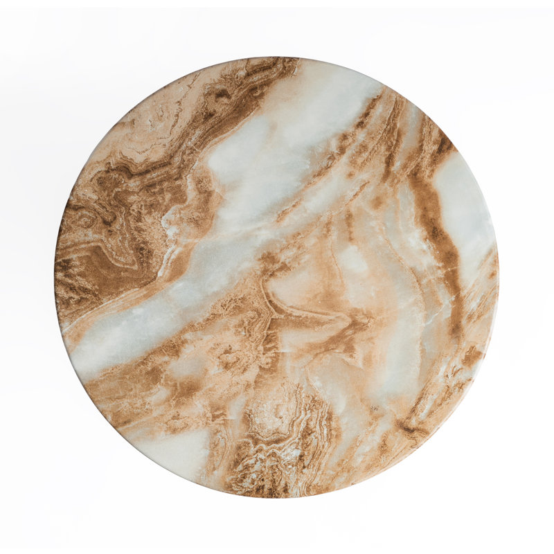 Brockway Concrete Industrial End Table, Faux Onyx Brown Marble