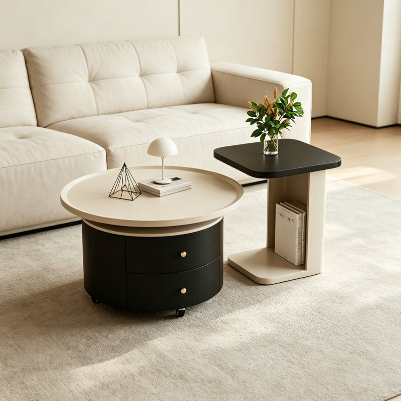 Table basse de salon mobile sur roulettes