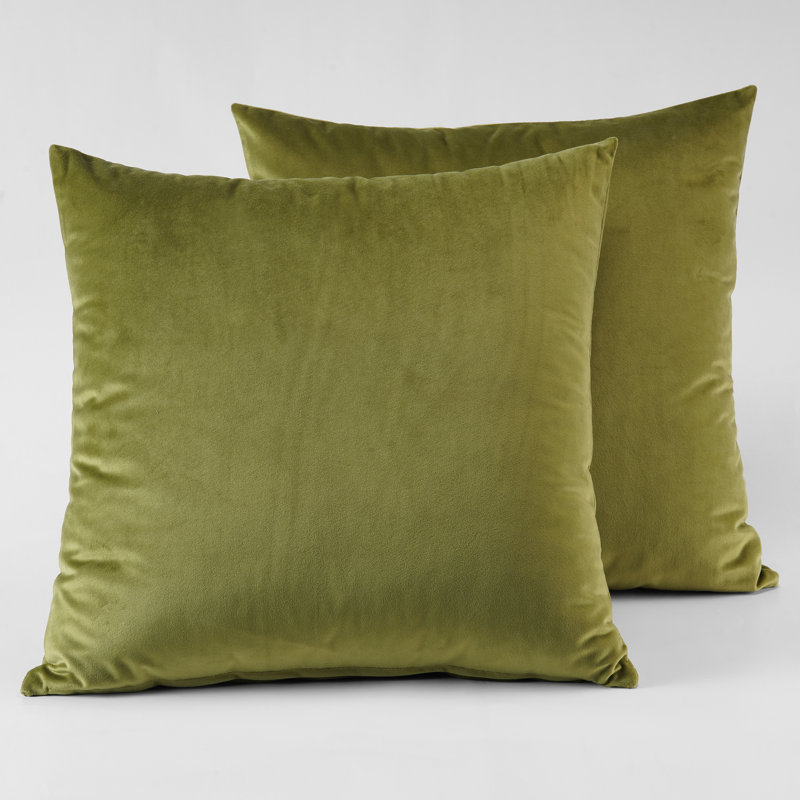 Heritage Plush Velvet Throw Pillow Covers - Decorative Pillow Covers, Retro Green