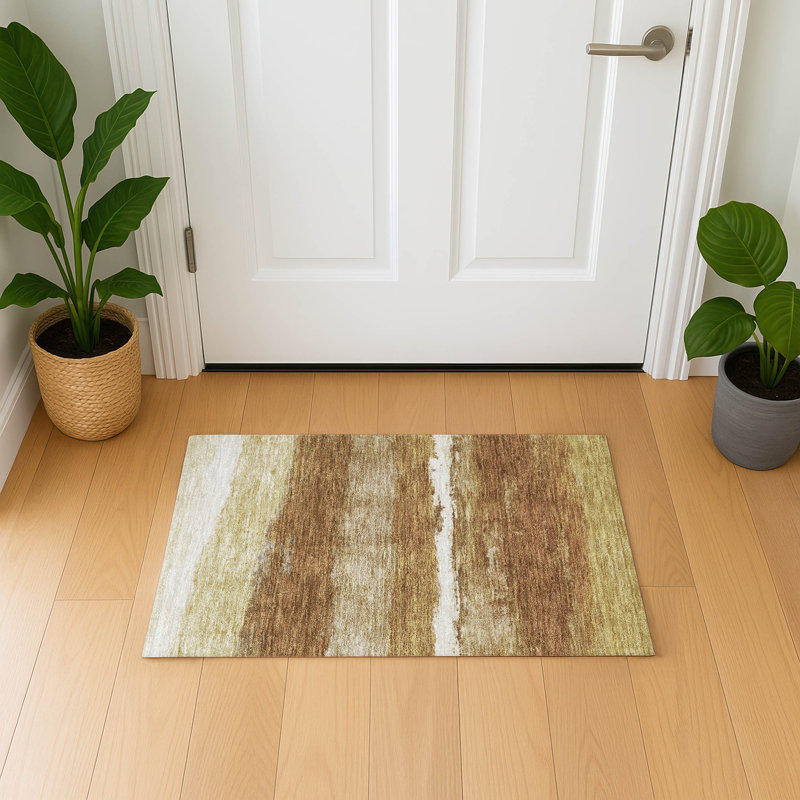 Premium Machine Washable Mayfield Striped Rug, 1'8" x 2'6", Paprika