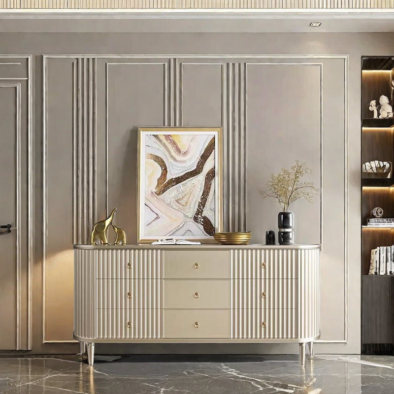 Armoire d'appoint en bois massif champagne doré