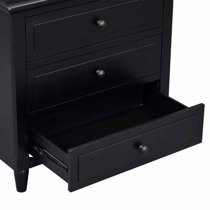 Table de chevet peinte de 28 po (table de chevet) avec 3 tiroirs et glissières coulissantes, armoire de chevet simple avec poignée en métal, table d'appoint minimaliste avec pieds en caoutchouc