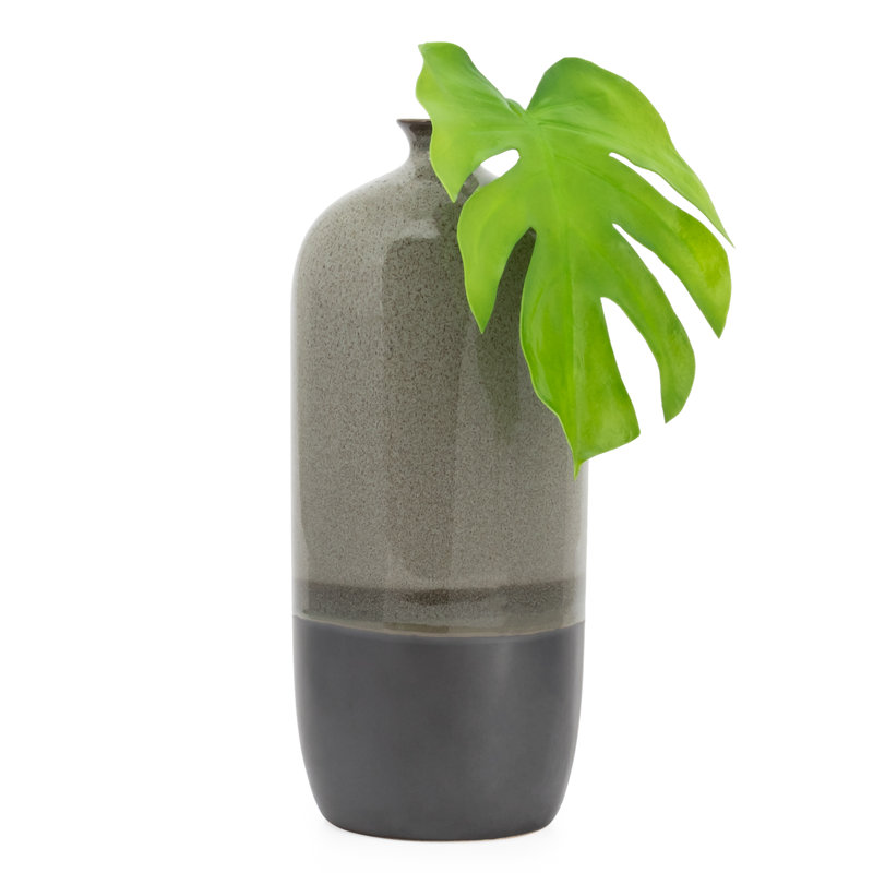 Ece Handmade Ceramic Table Vase, Black, 13.5" H x 5.75" W x 4.75" D