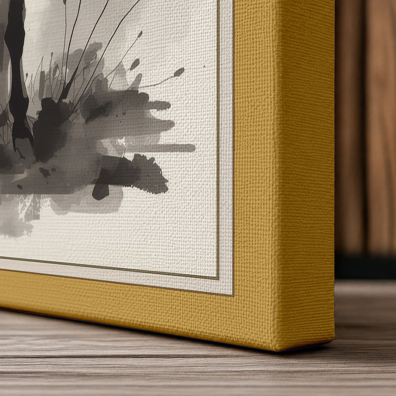 Defiant Donkey Japandi - Wrapped Canvas, 30x20 - 76.2 x 50.8 cm, Ochre Border