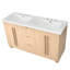 Ensemble de meuble-lavabo double 59,1 po avec lavabos en résine, grain de bois naturel, 4 portes à fermeture douce et 3 tiroirs, autoportant