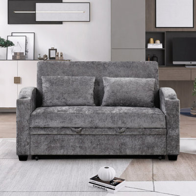 Pull Out Sofa Bed, Modern Convertible Loveseat Sofa With Adjsutable Backrest, Comfy Sofa
