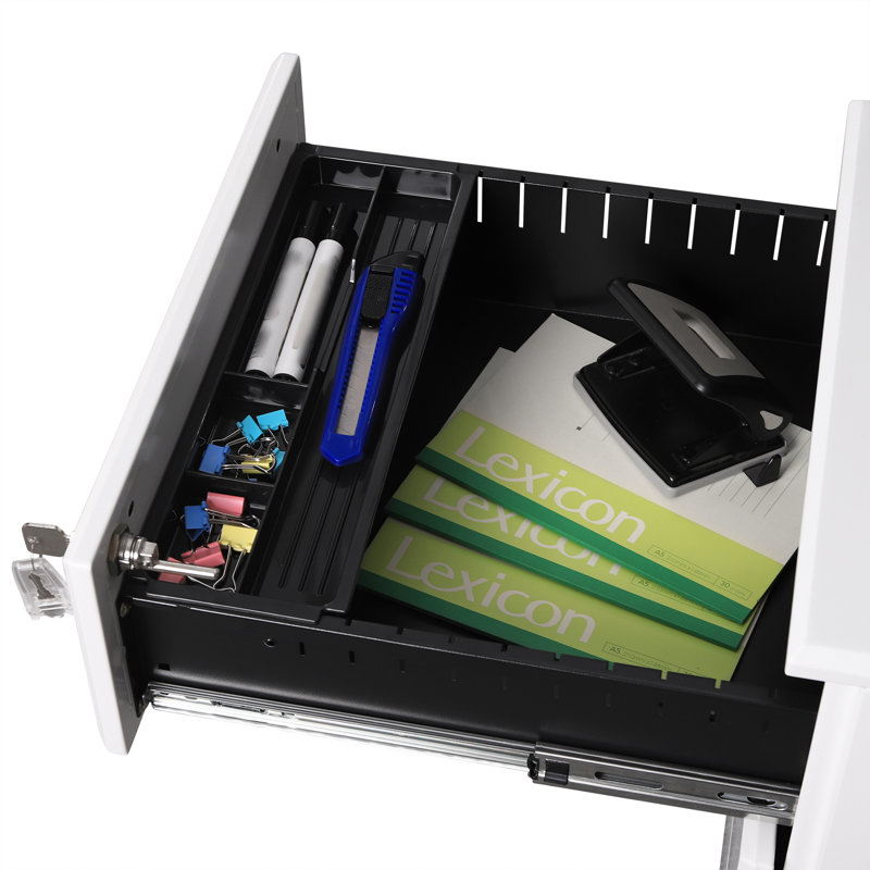 Geeske 39cm Wide 3 -Drawer Mobile Steel File Cabinet