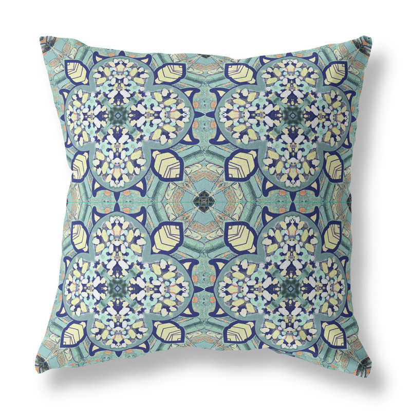 Housse de coussin carré et insert, 16" x 16", Vert pâle / crème