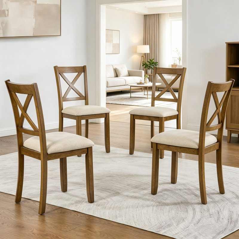Ensemble de 4 chaises d'appoint rembourrées, Chêne