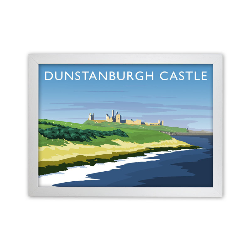Dunstanburgh Castle by Richard O'Neill - Print, 34cm H x 46cm W x 3cm D, White Framed