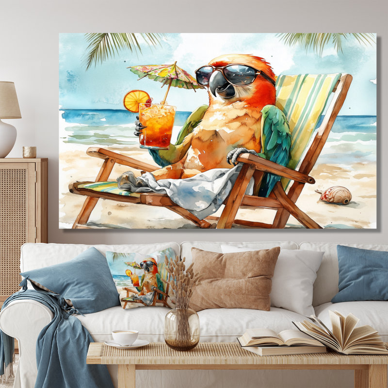 Sams - Reproduction d'art animalier côtier, Toile tendue, H 30 po x l 40 po