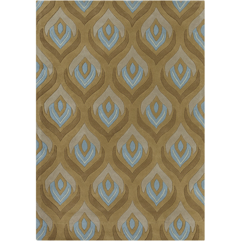 Tapis brun en laine touffeté à la main Acworth, 5 pi x 7 pi
