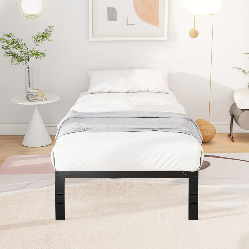 Bed Frame - Metal Platform Bed Frame Mattress Foundation With Steel Slat Support, No Box Spring Needed, Storage Space Under Frame