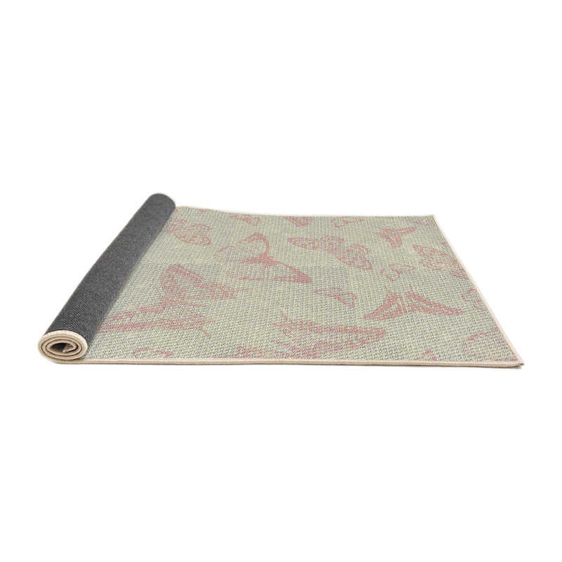 Tapis de zone rose/beige à motifs, Rond 6 pi